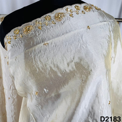 Dyeable Cut Dana Zari Sequins Simmer Tissue Dupatta-D2183